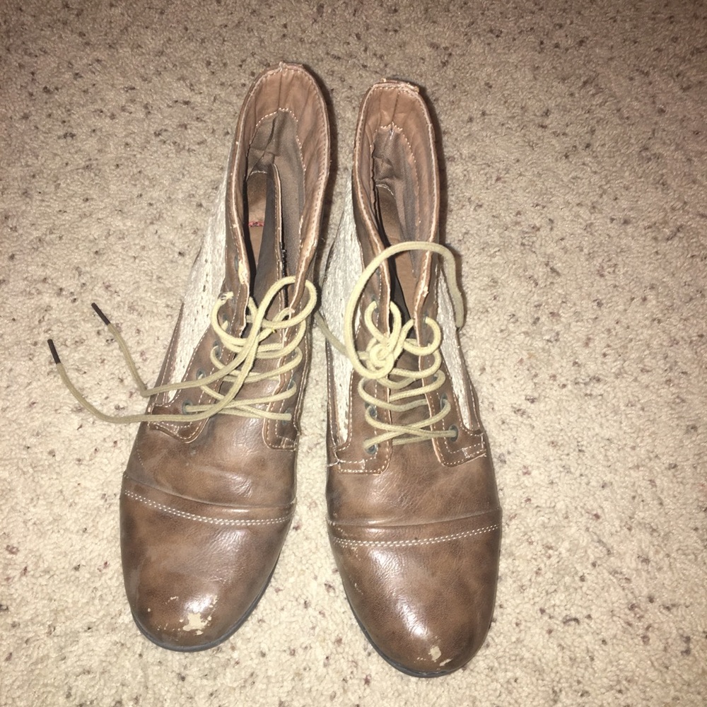 Brown Lace Ankle Boots